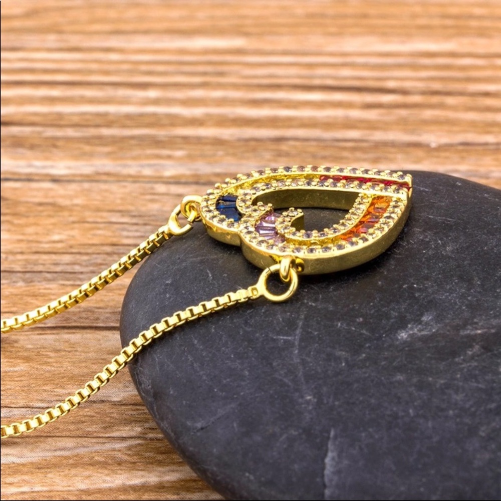Beautiful Rainbow Heart Necklace - Picture 3 of 5